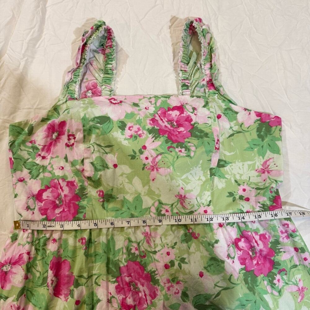 TORRID Green & Pink Floral Ruffle Strap Midi Dress | Size 1 - Picture 9 of 13